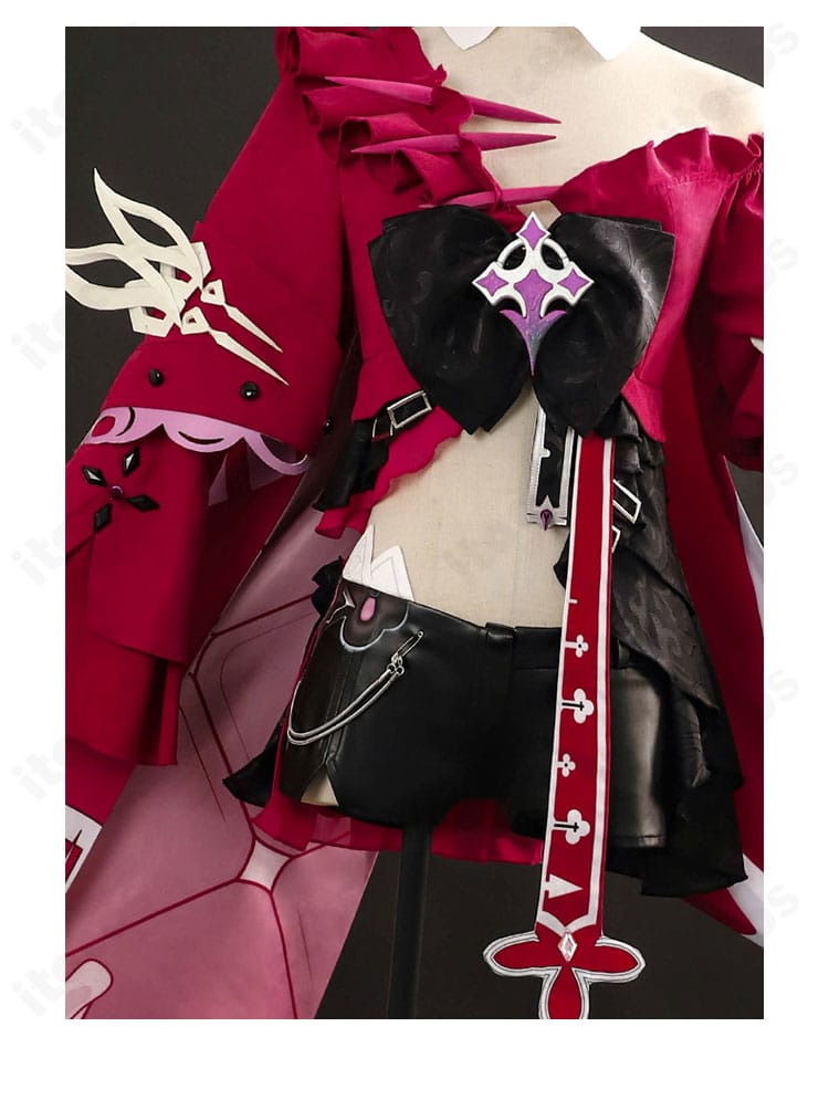 崩壊3rd セリム コスプレ衣装の装飾ディテール。刺繍とアクセサリーの質感と配色を近距離で撮影。