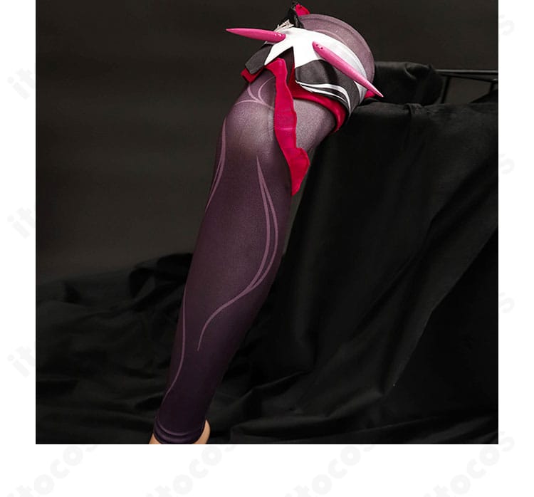 崩壊3rd セリム コスプレ衣装の脚部・ストッキング装飾。可愛らしいアクセントと配色ポイント。