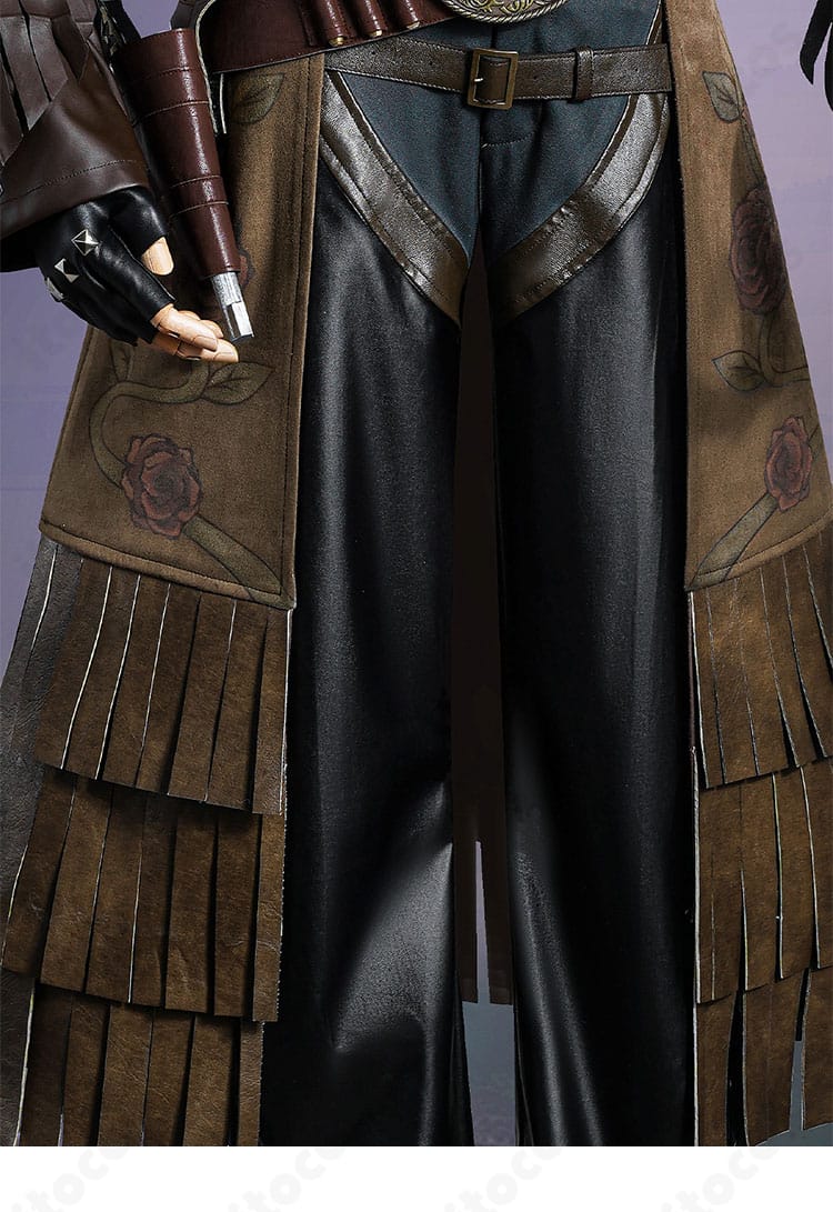 第五人格 バーメイド ブラックローズ 上衣とズボンの装飾ディテール。レイヤーの重なりと色調コントラストが分かる。