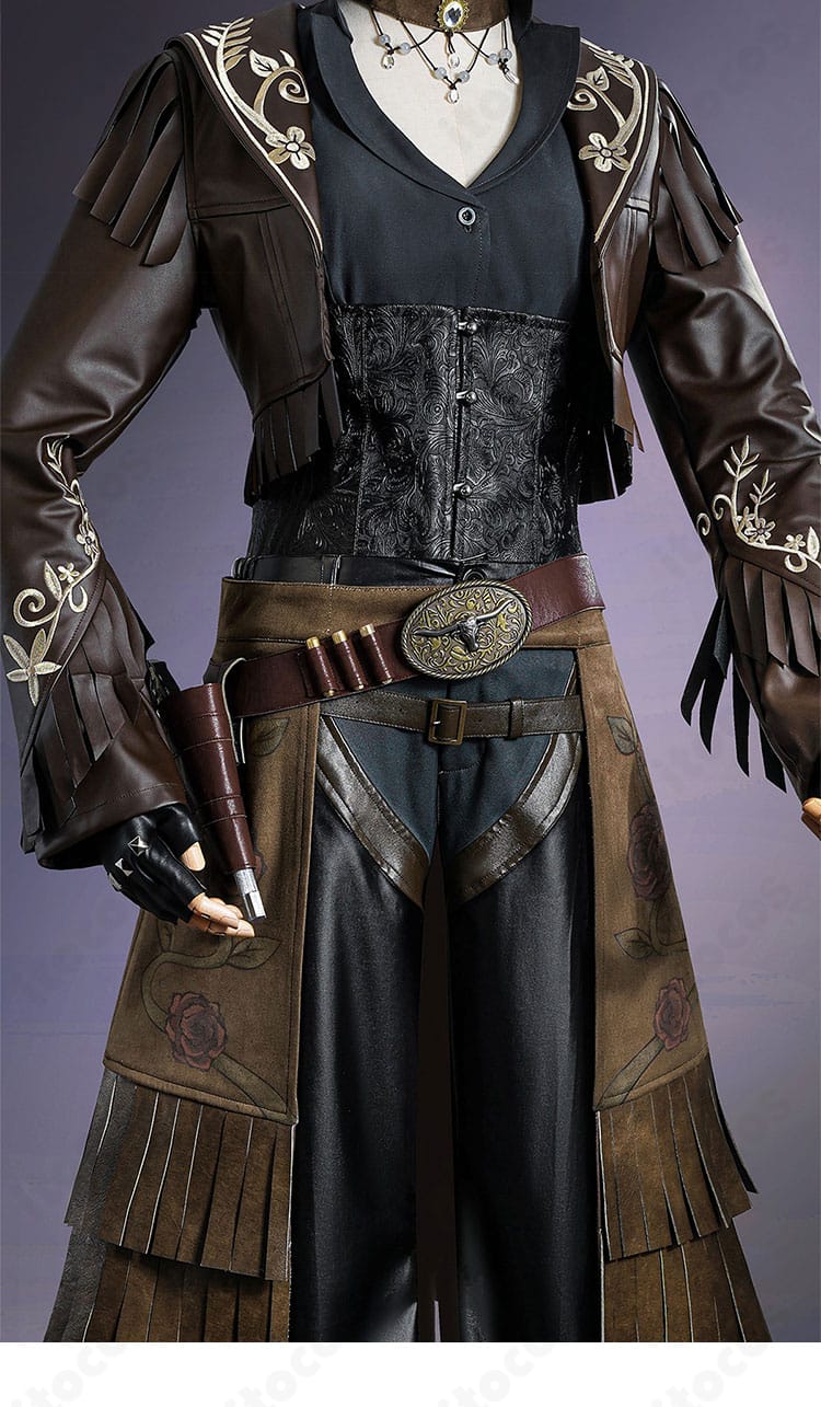 第五人格 バーメイド ブラックローズ 胸元〜前面装飾のディテール。チョーカーやメガネ周りの再現を示す。