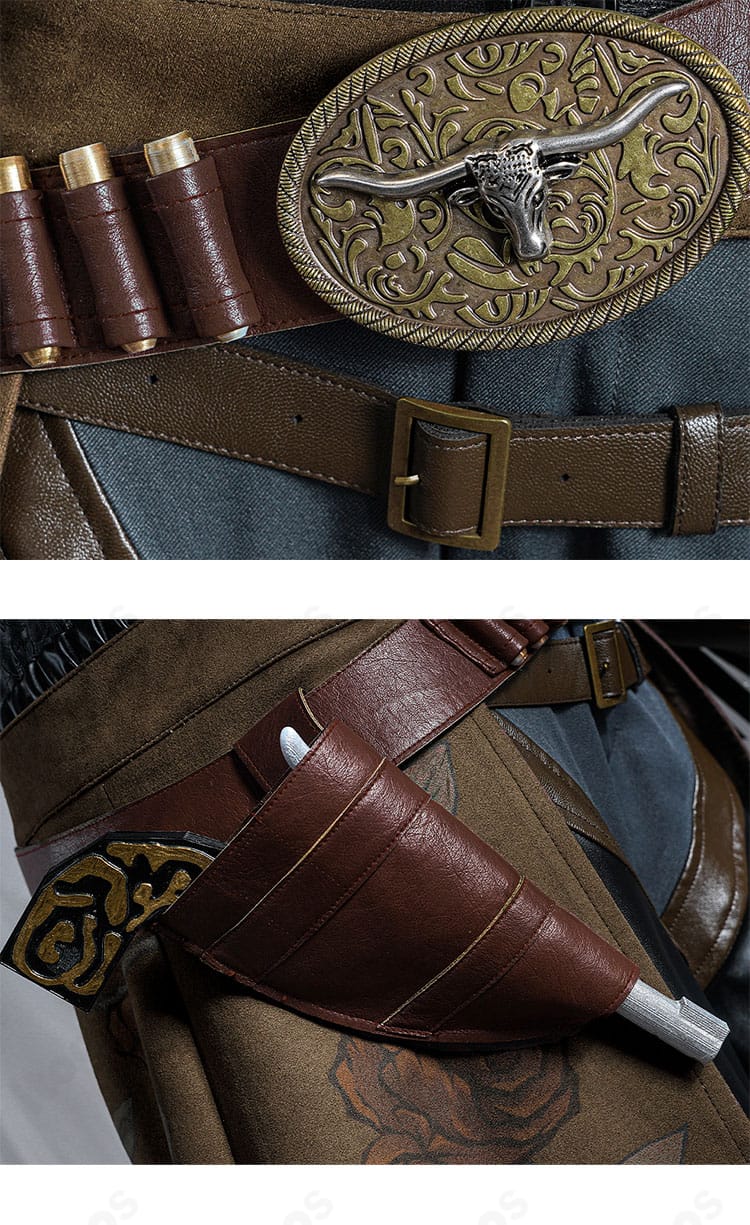 第五人格 バーメイド ブラックローズ 腰帯・ガンホルスターのディテール。ベルトの質感と固定位置を説明。