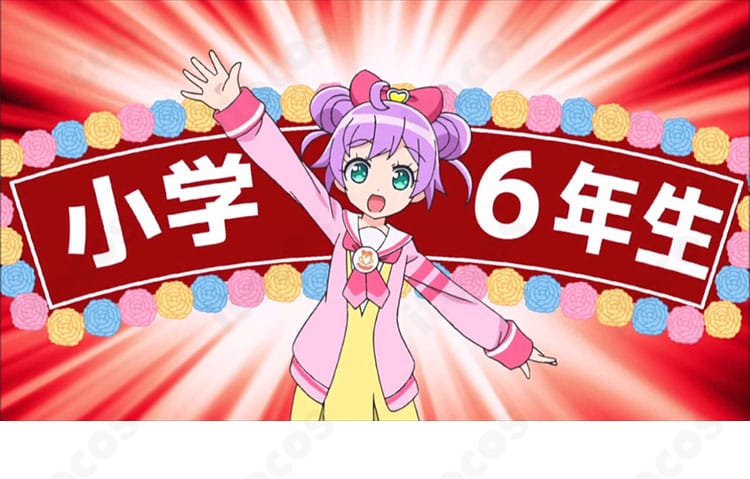 真中らぁらのパプリカ学園冬服コスプレ衣装を全身で写した画像。コートと披肩、スカーフのバランスが分かる正面全体像。