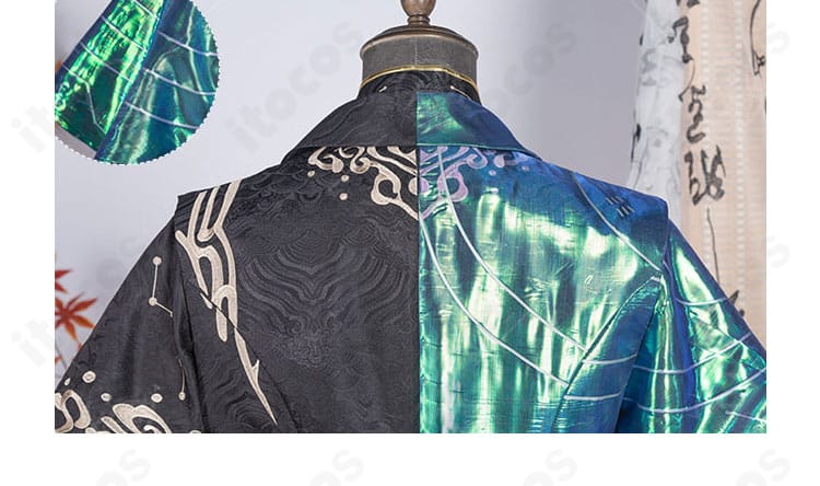 『第五人格』白黒無常（范無咎）コスプレ衣装の背面装飾クローズアップ｜チェーンと紋様