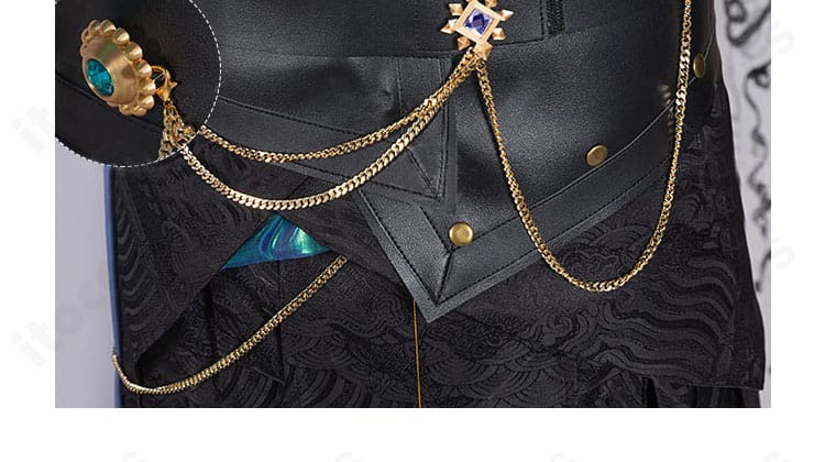 白黒無常コスプレ衣装の腰封・コルセットベルト詳細｜立体感ある装飾と留め具