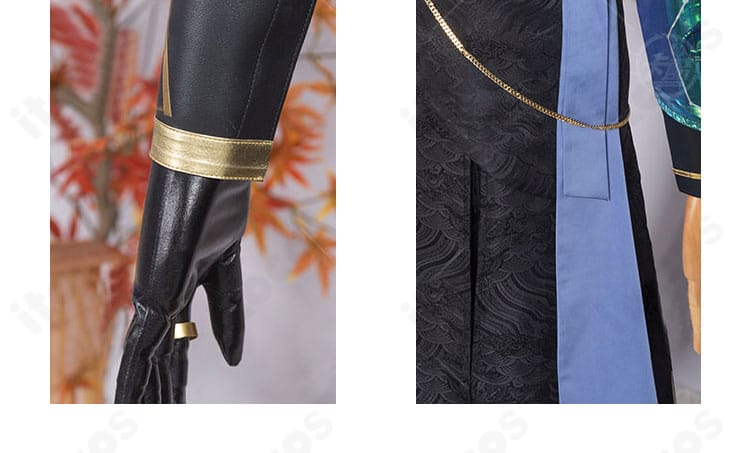 白黒無常コスプレ衣装の袖口ディテール｜縁飾りとステッチの精緻さ