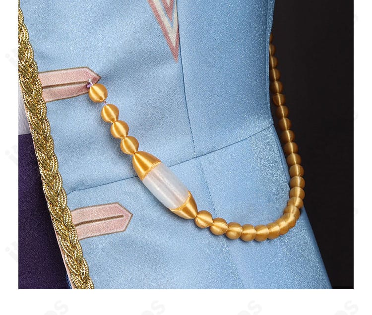 腰元の珠装飾ディテール。揺れ感のあるパーツの質感と色味が分かる画像