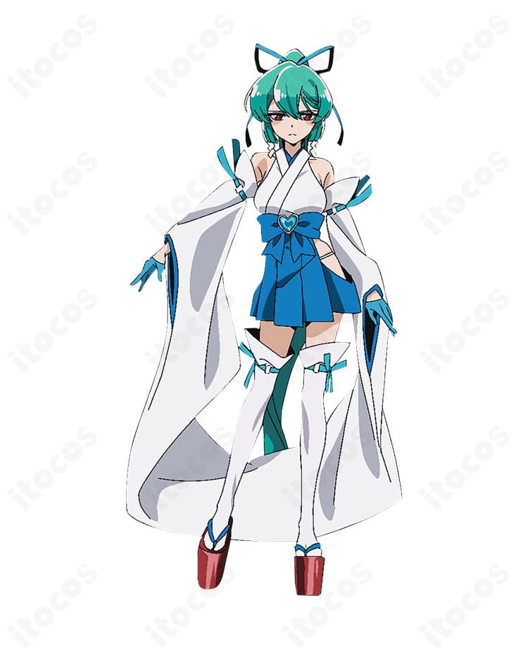 魔法少女にあこがれて マジアアズール 薄氷巫女の巫女服コスプレ衣装を着用した全身イメージ