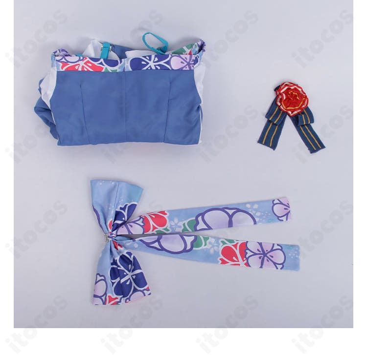 セット内容一覧画像。ワンピース・腰蝶結び・髪飾りの3点セット