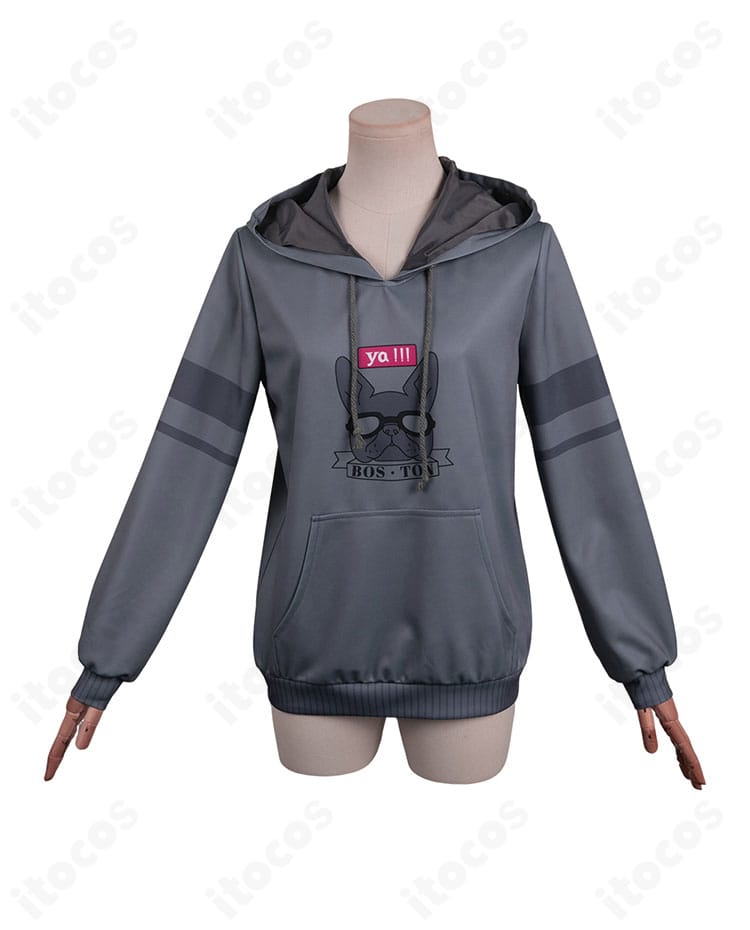 インナーのパーカー前面ディテール。フロントの作りとフィット感が伝わる近接画像。