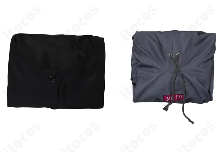 衣装に配されたオリジナル意匠の近接。キャラクターのアイデンティティを示すポイント。