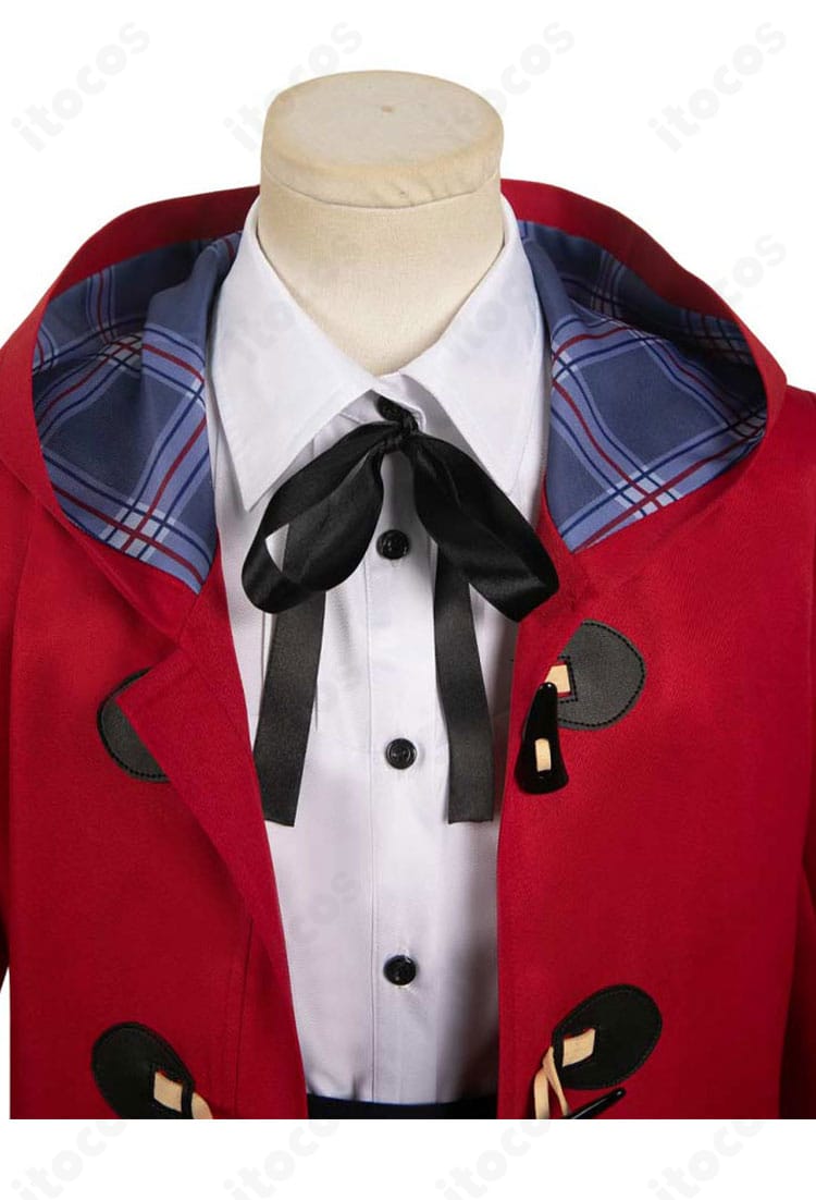 井芹仁菜コスプレ衣装の襟元リボン装飾。可愛らしいアクセントのアップ