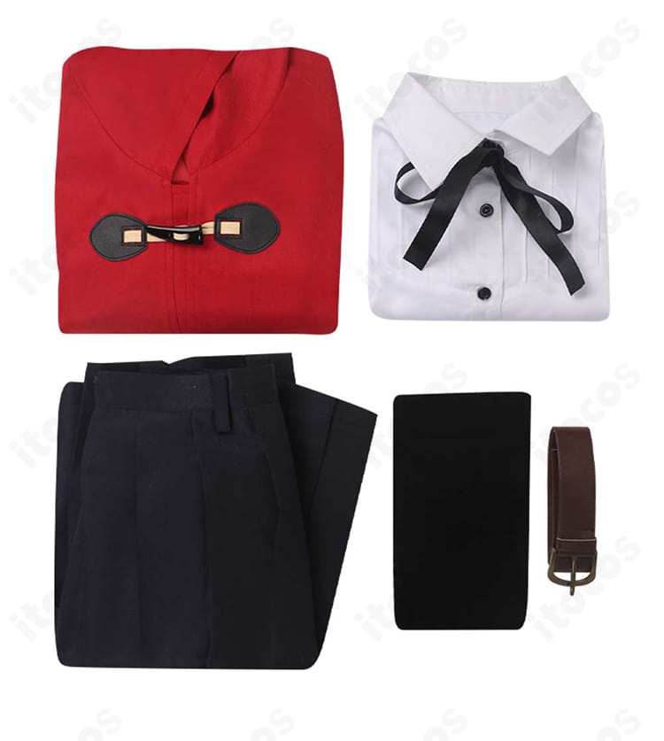 井芹仁菜コスプレ衣装セット内容。コート・シャツ・スカート・ベルト・タイツ一式