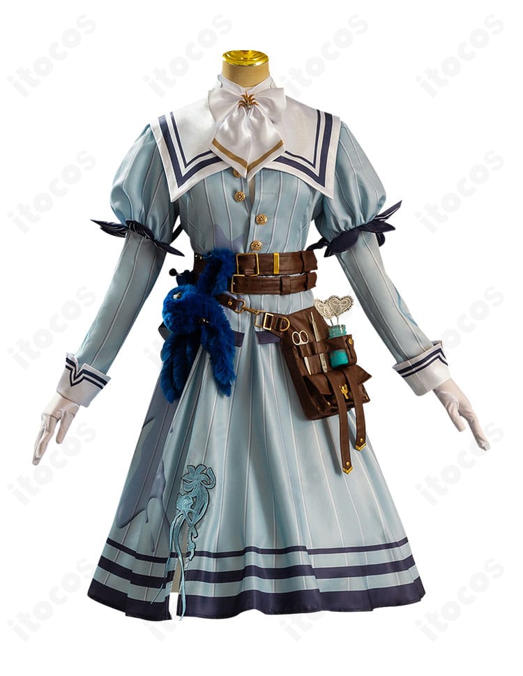 第五人格 エミリー・ダイアー衣装の正面全身。リボンとスカーフ、ドレスシルエットのバランスが分かる構図。