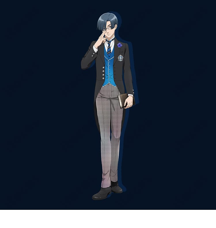黒執事 ロレンス・ブルーアー 寄宿学校編のコスプレ衣装・全身。端正な学園制服を高再現で撮影映えする構成。