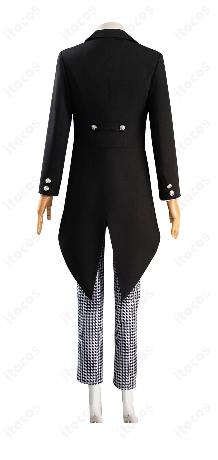 背面全景。背中のライン取りと裾のバランスが端正な後ろ姿を演出。