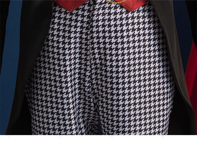 パンツのデザインディテール。センターラインが際立つエドガー・レドモンド風スタイル