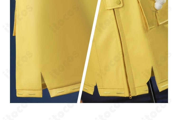 シックス コラボ衣装の裾まわりディテール。落ち感とラインのきれいさを示す。