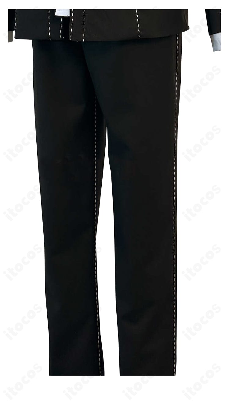 鳴上悠 コスプレ用パンツのディテール。センタープレス風の折り目とウエスト仕様が分かる画像。