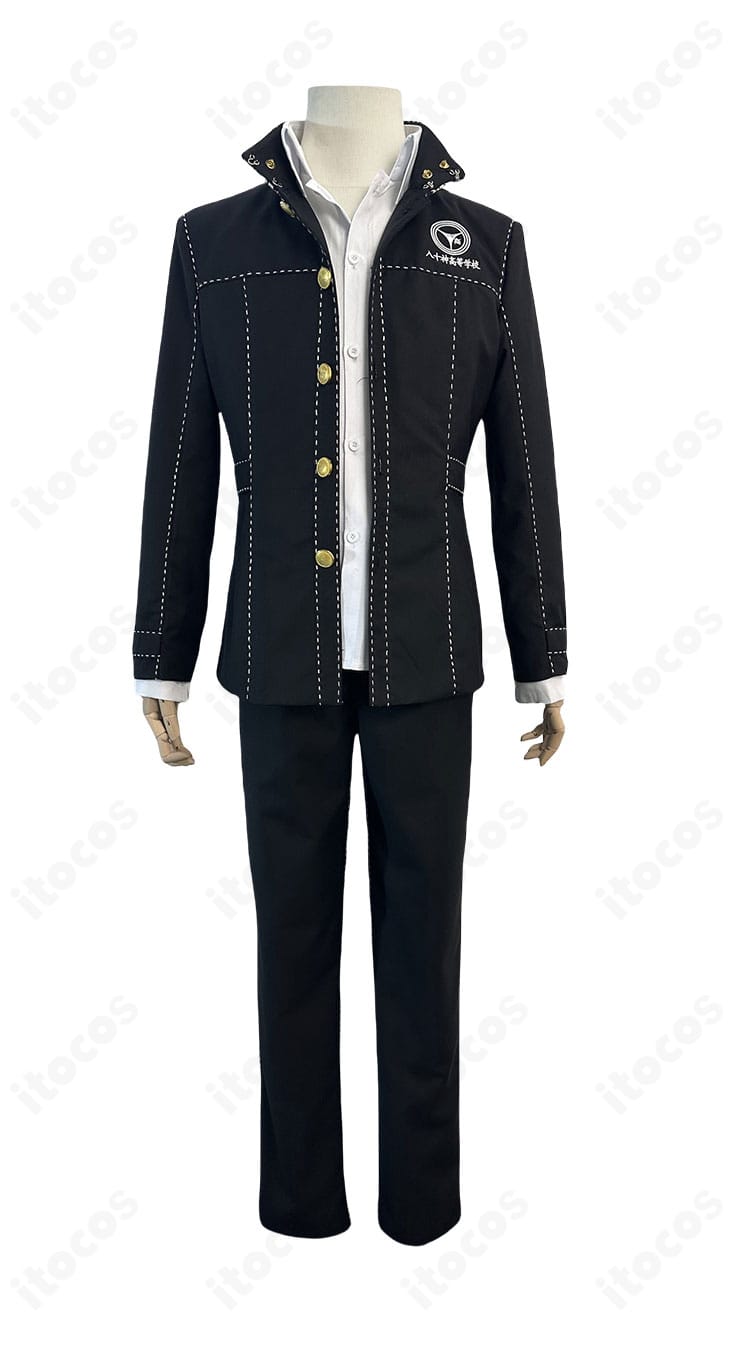 鳴上悠 衣装の装飾ディテール。胸飾りパーツと襟元のステッチワークを近接で撮影。