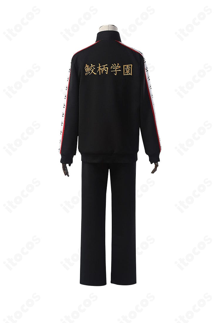 鮫柄学園ジャージの背面。背中の装飾やライン配置などのディテールが分かるバックビュー