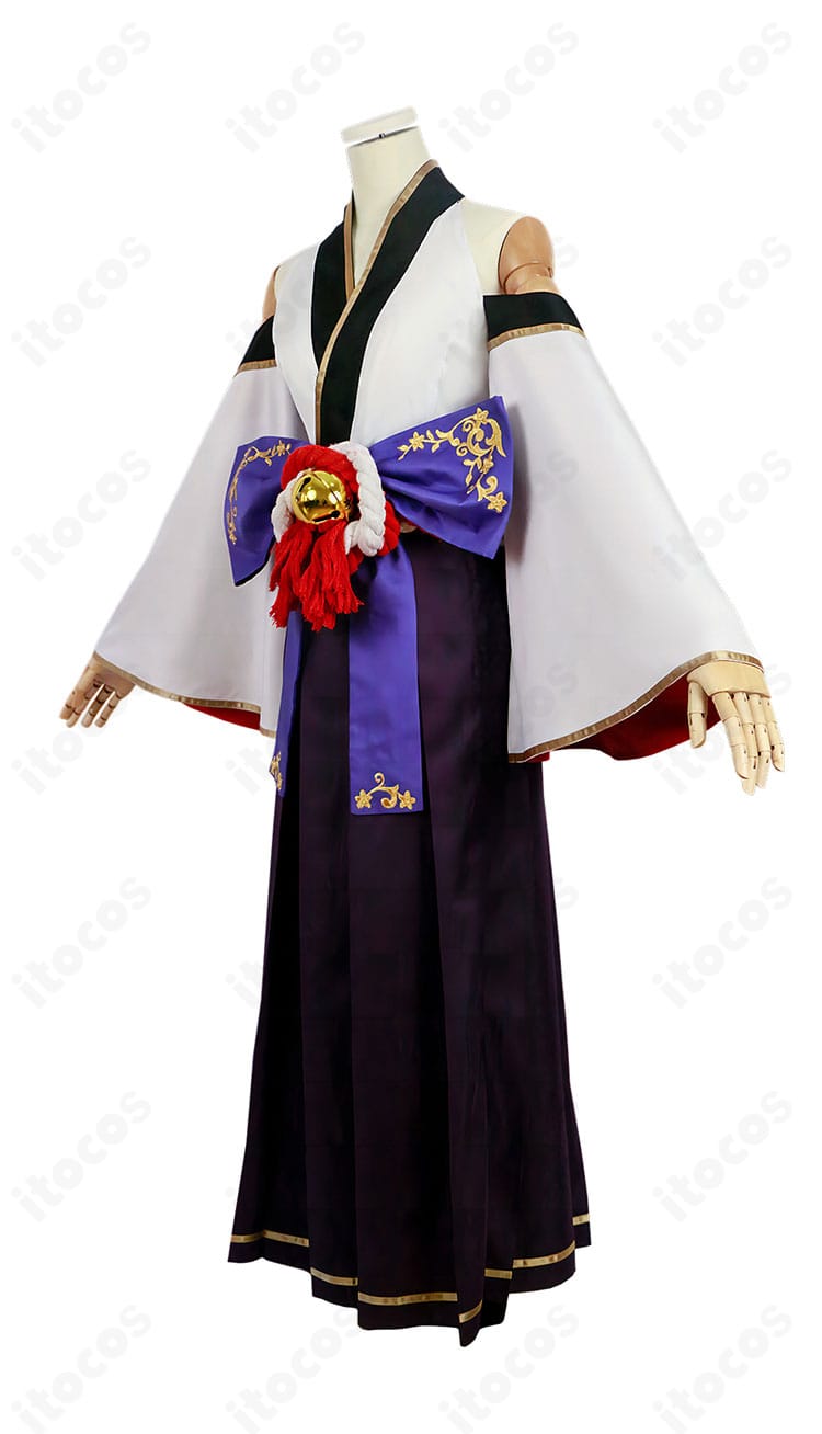 進撃の巨人 ミカサ・アッカーマン 妖怪和風コスプレ衣装 サイドビュー（袖と紐飾りのライン）