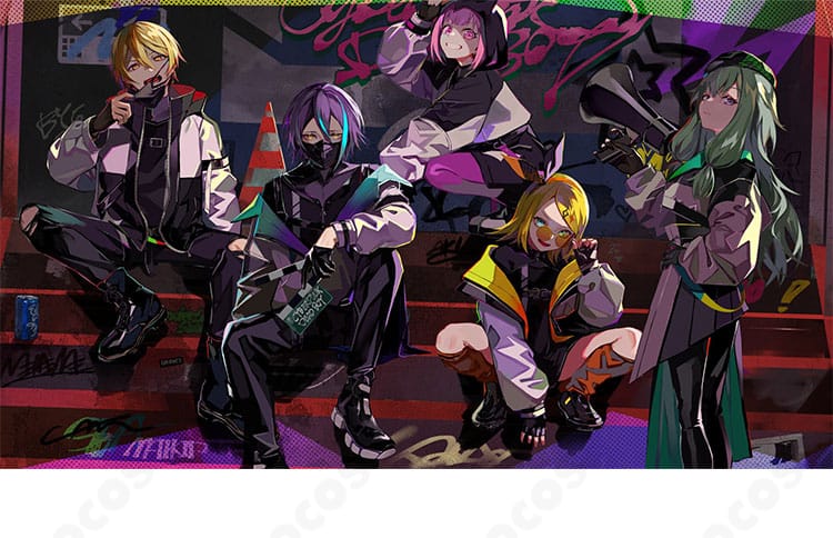 プロジェクトセカイ 草薙寧々のサイバーパンクデッドボーイ衣装一式。ゲームキャラクターの雰囲気を再現したコスプレ全身。