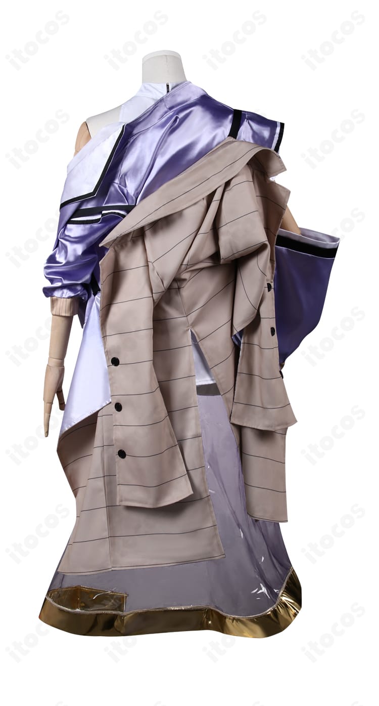 シュエン衣装の背面。裾の装飾とベルト位置、背中のラインを確認できる画像。