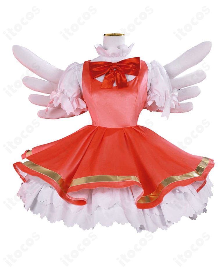 正面からの木之本桜バトルコスチューム。リボン位置やスカートの広がり、トップスのラインが分かるディテール撮影。