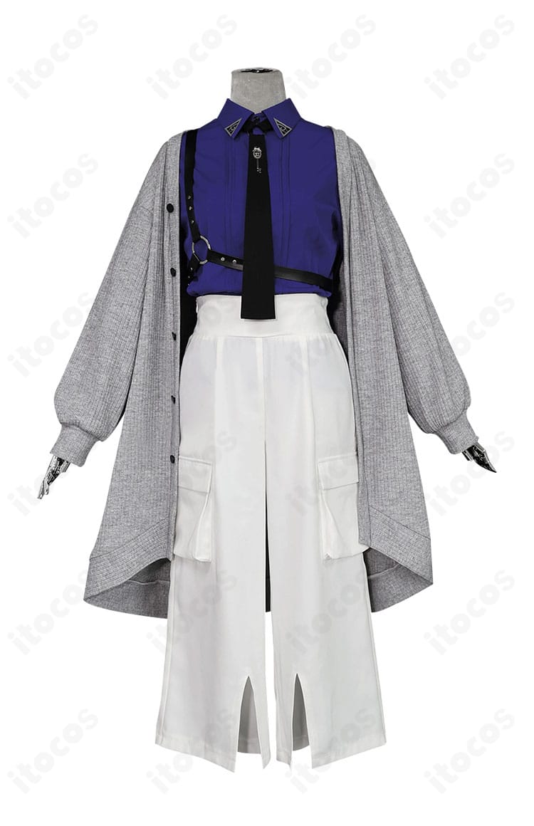 正面全体像：コートとネクタイを含む『VVS』衣装のフロント。シルエットと着用感のバランスが分かる画像。