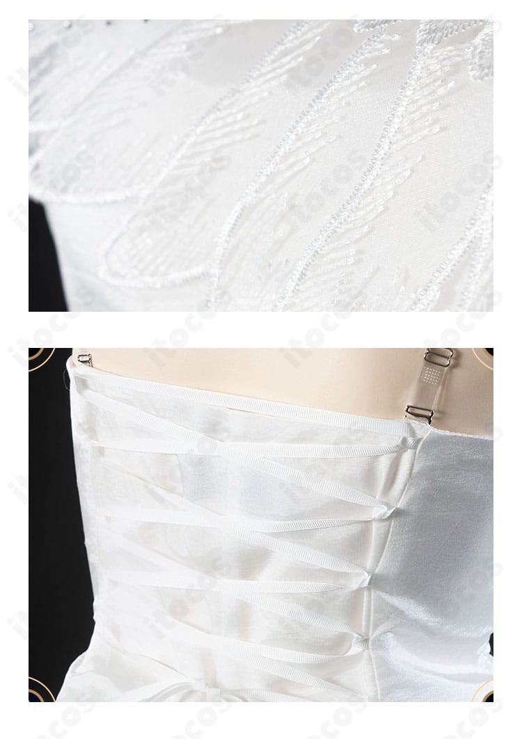 パンティ・アナーキー カジノドレス衣装 背面装飾ディテール。刺繍風装飾とパーツ配置を細部まで表現。