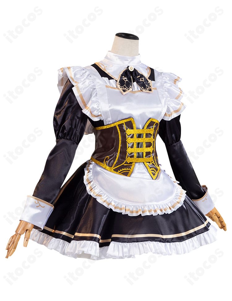 第五人格 エマ・ウッズ 荘園茶会メイド衣装の右側面。スカートのフレアと縁取り装飾が見える角度