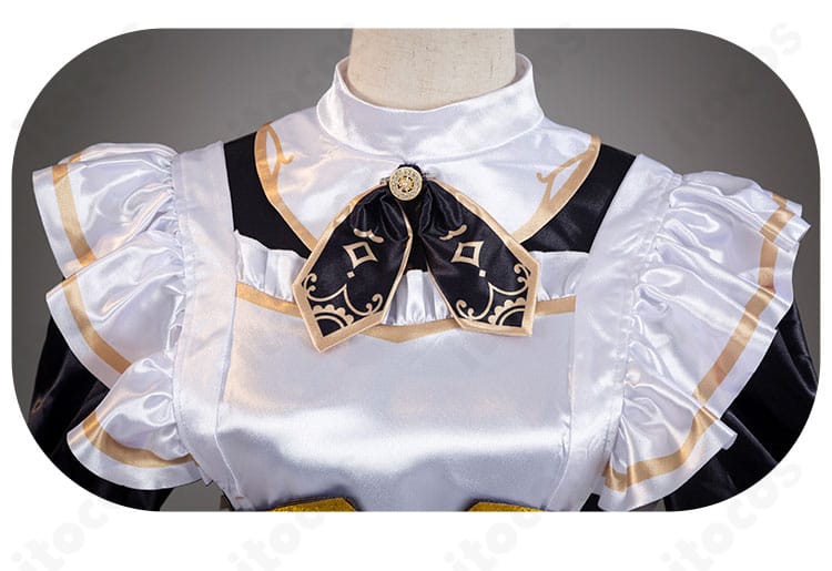 荘園茶会メイド衣装の領結装飾アップ。リボンワークと中心パーツの質感が分かる