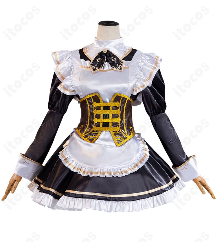 第五人格 エマ・ウッズ 荘園茶会メイド衣装の正面全体。エプロンとコルセットで美しいシルエットを強調