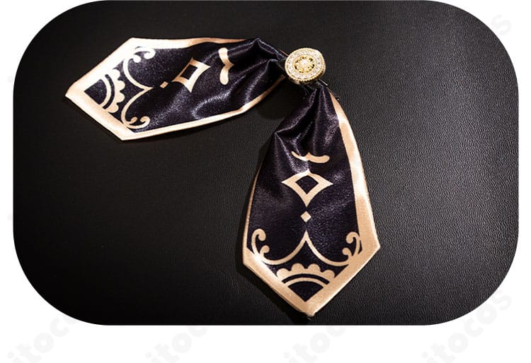 荘園茶会メイド衣装の領結ディテール。シンボリックな結び目の形状と質感