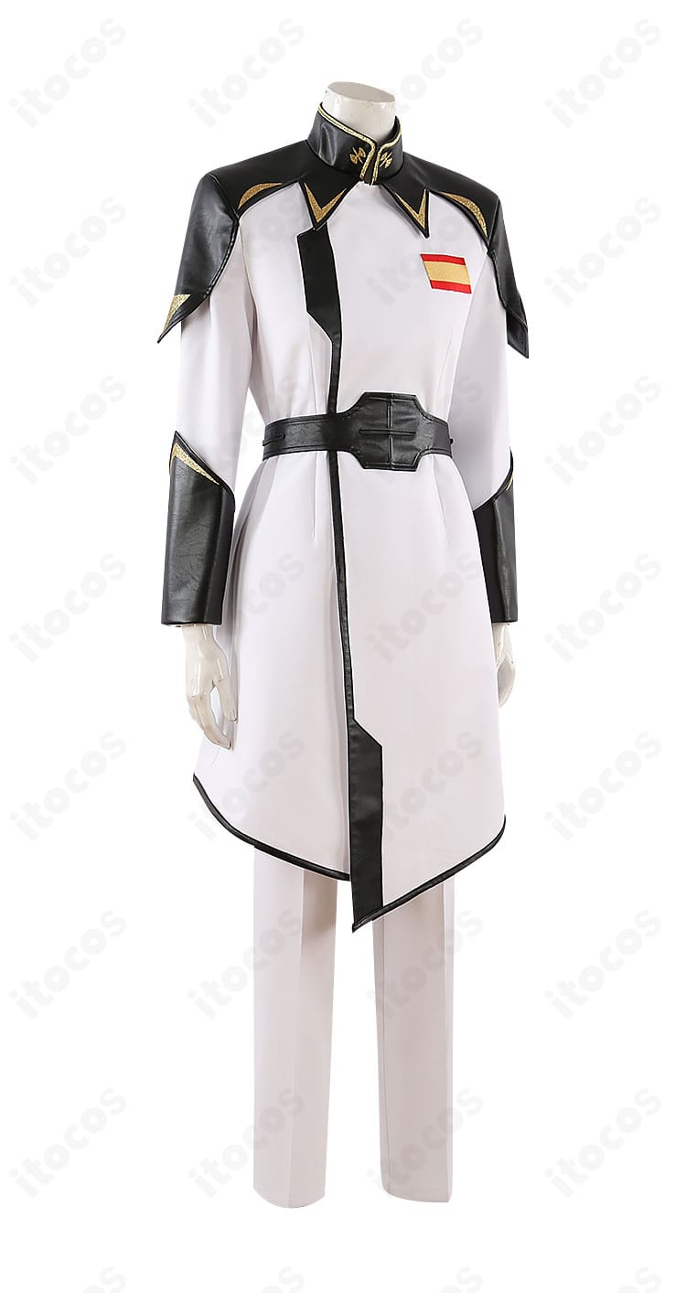 イザーク・ジュール軍服コスの右側面。袖やウエストラインのカッティングと縫製ラインを確認できる画像。