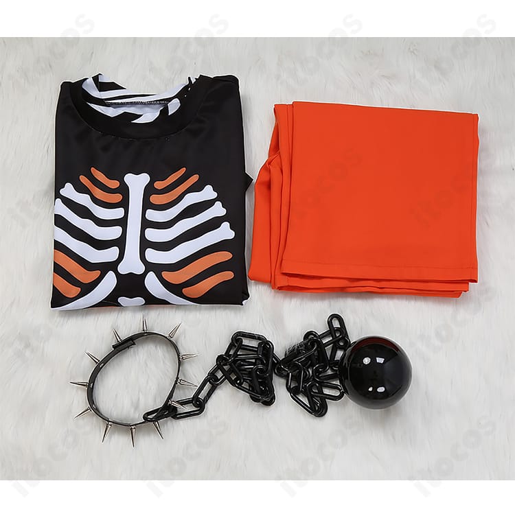 『カリスマ』本橋依央利 コスプレ衣装のセット内容。トップス・ズボン・首飾りの3点を個別表示