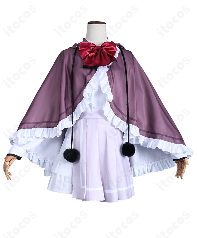 ねりコスプレ衣装の正面全体。マントとシャツの組み合わせ、リボンの位置まで忠実に再現した着用イメージ。