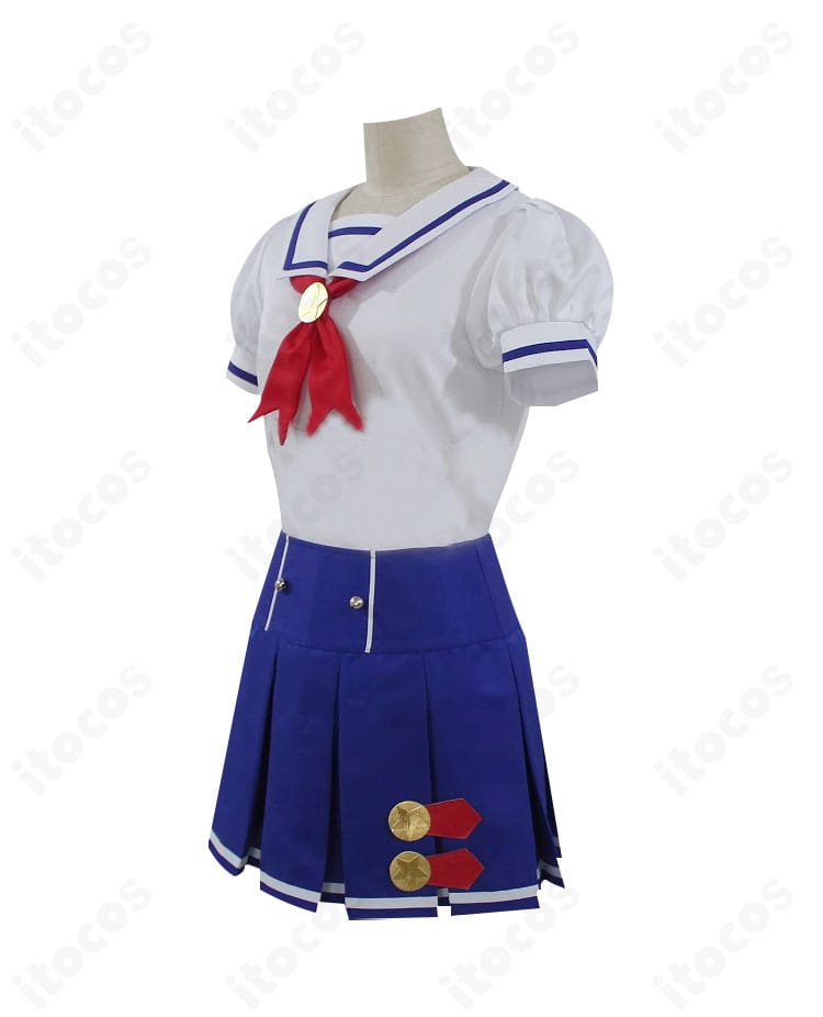 アイカツ！星宮いちご・霧矢あおい 夏制服コスプレ衣装の右側面。スカートの広がりと全体シルエットを確認できる角度。