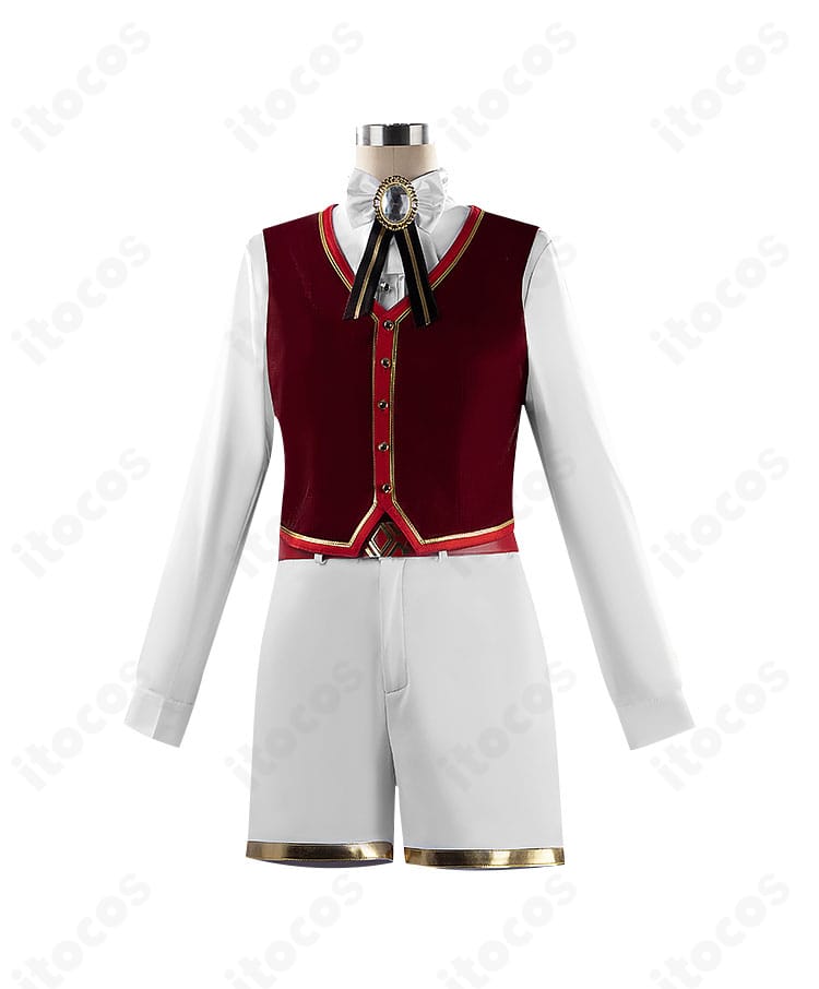 フロントの胸飾りとスカーフ周辺の装飾アップ。質感と縫製の密度が分かるディテール。