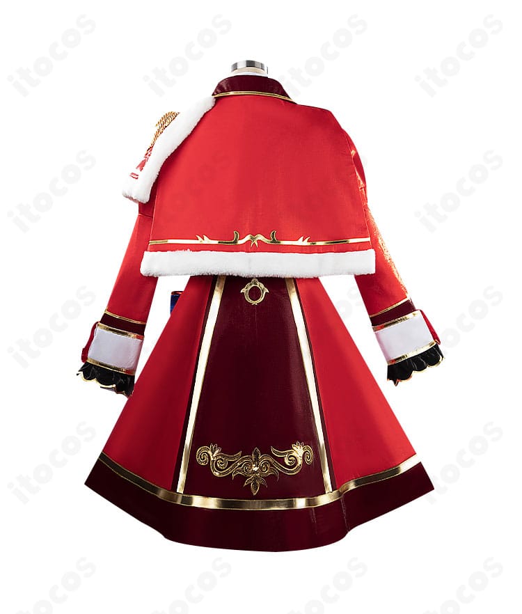 背面全体。マントの長さと衣裾デザイン、背中の切り替えラインをわかりやすく示した画像。