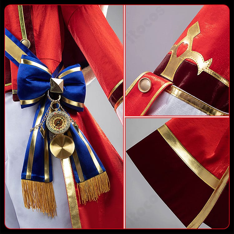 腰の蝶結びと衣裾装飾のアップ。可愛らしいアクセントと配色のコントラストが映える。