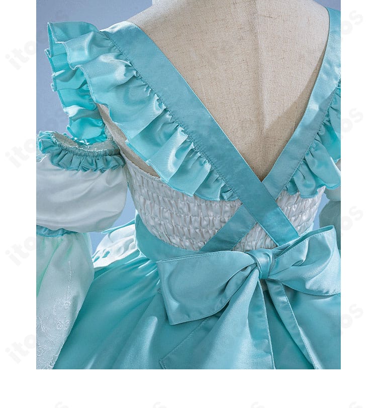 初音ミク 生誕16周年ロリータ衣装 背面装飾ディテール：リボンとレースの重なり