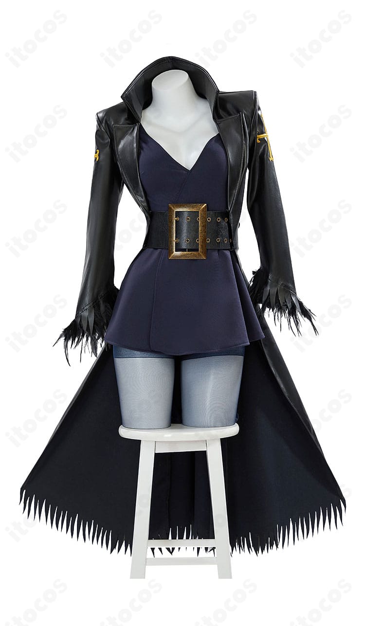 ONE PIECE ニコ・ロビンのコスプレ衣装 正面。コートとワンピースの高再現シルエットを確認できる全体像