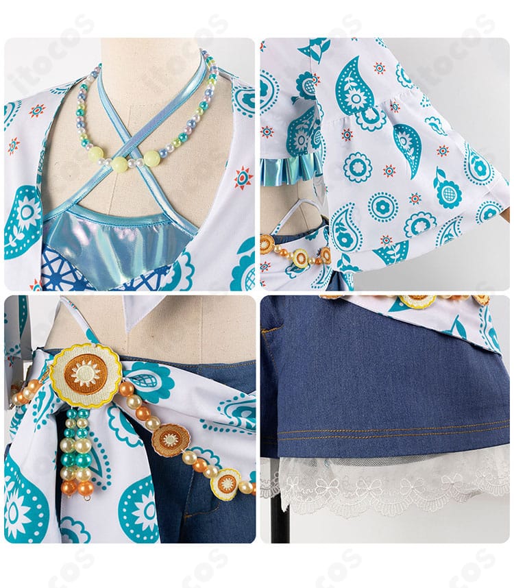 装飾パーツの詳細。腕飾り・太もも飾り・腰飾りの質感と取り付け位置の目安。