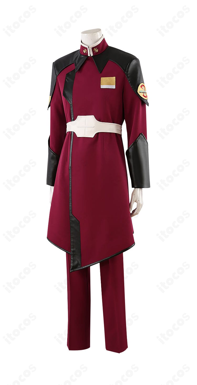 アスラン・ザラ ZAFT軍制服コスプレ衣装の左側面。袖のシルエットとフィット感を確認できる画像