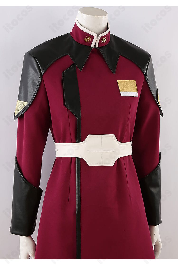 アスラン・ザラ ZAFT軍制服コスプレ衣装の装飾詳細。刺繍と意匠の質感をクローズアップ