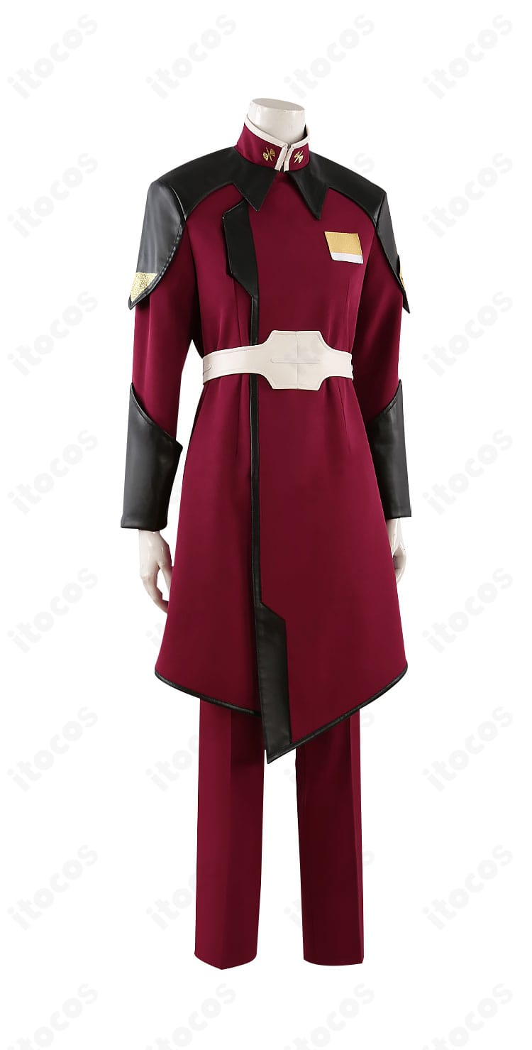 アスラン・ザラ ZAFT軍制服コスプレ衣装の右側面。腰部装飾やラインの立体感を示す画像