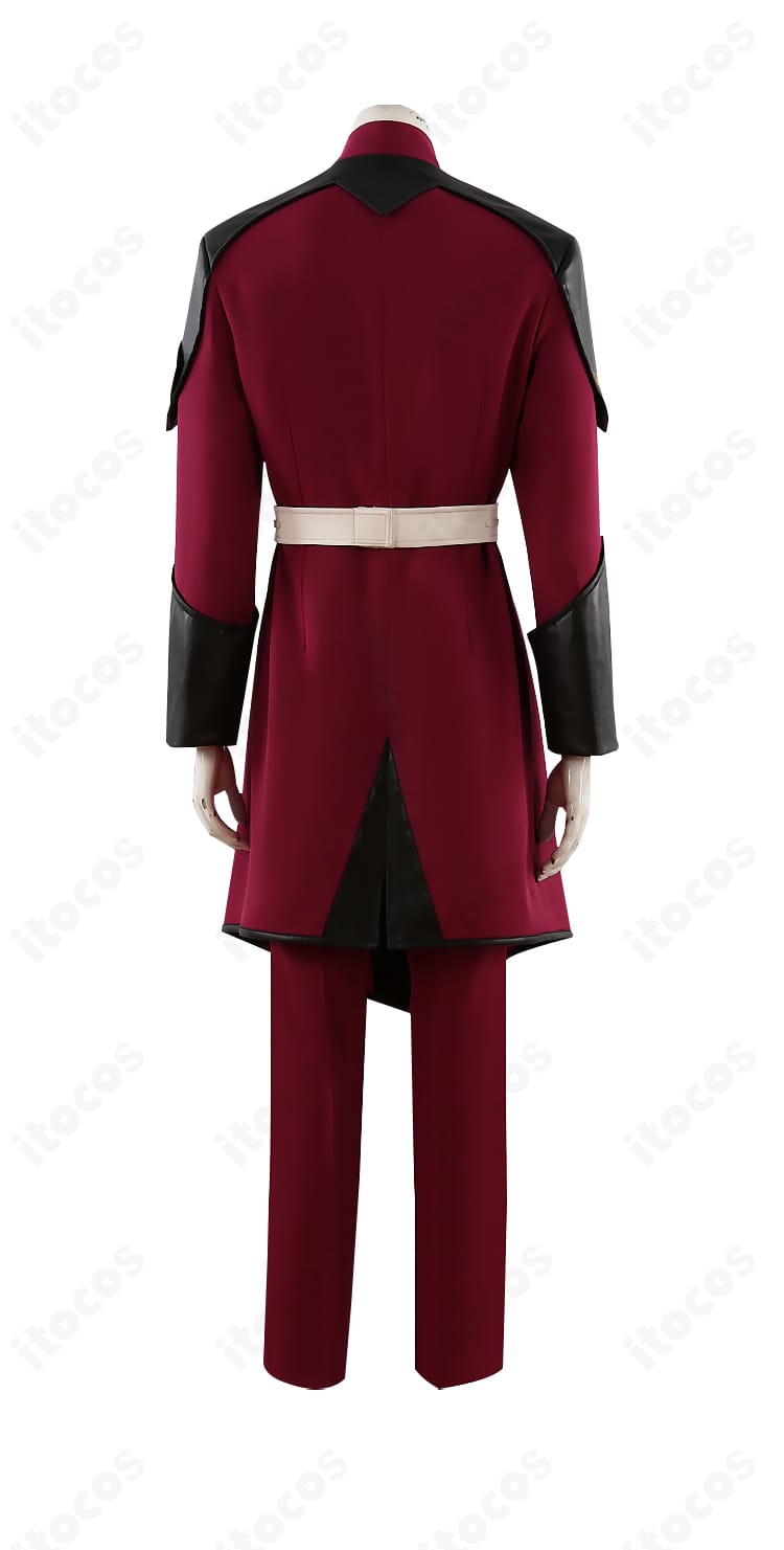 アスラン・ザラ ZAFT軍制服コスプレ衣装の背面。背中の切り替えとベルト位置の再現が分かる