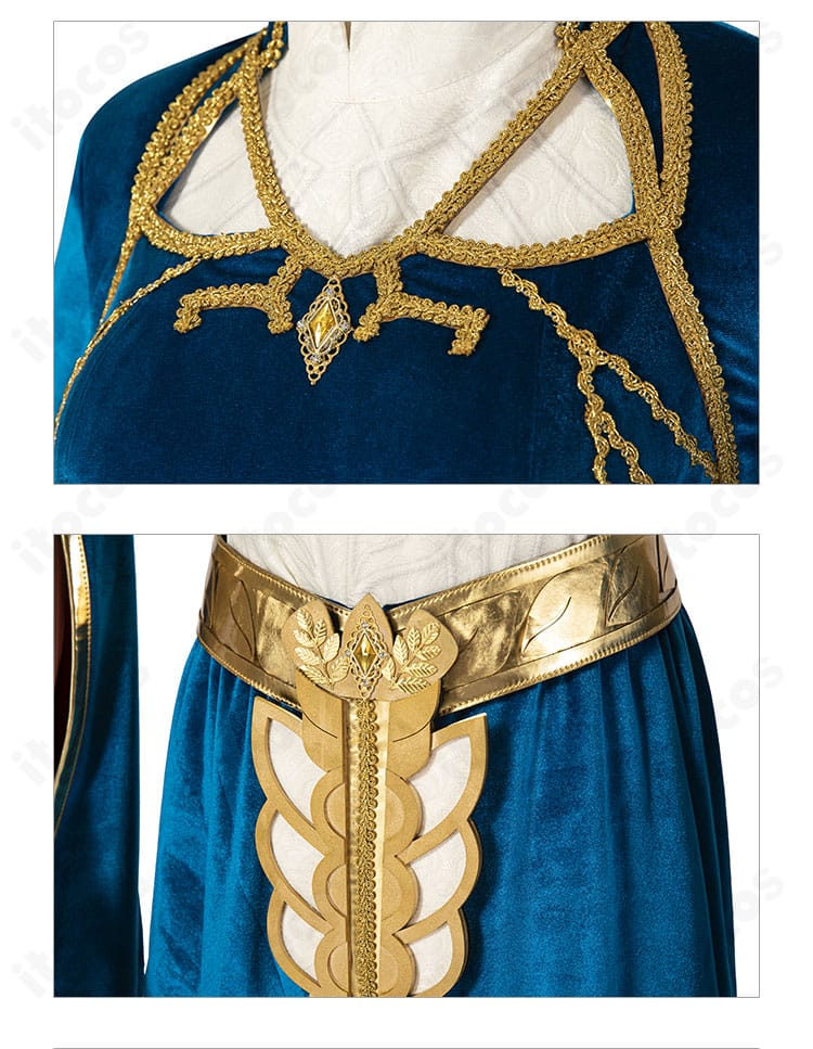 ゼルダ姫 王女衣装の襟元とウエスト装飾のクローズアップ。細部の造形と質感がわかる。