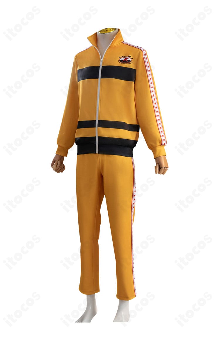 立海大附属中ジャージ左側の装飾ラインとロゴ周辺のディテール